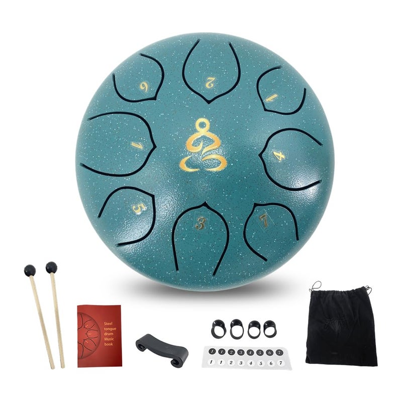 ModouString Steel Tongue Drum 6 Inches 8 Notes, Rain Drum for Outside with Music Book, Drum Mallets Meditation Rain Chime, Musical Instruments for Family, Friends - Image 1