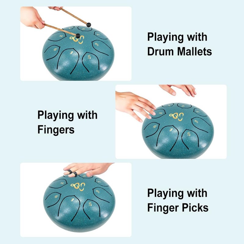 ModouString Steel Tongue Drum 6 Inches 8 Notes, Rain Drum for Outside with Music Book, Drum Mallets Meditation Rain Chime, Musical Instruments for Family, Friends - Image 5
