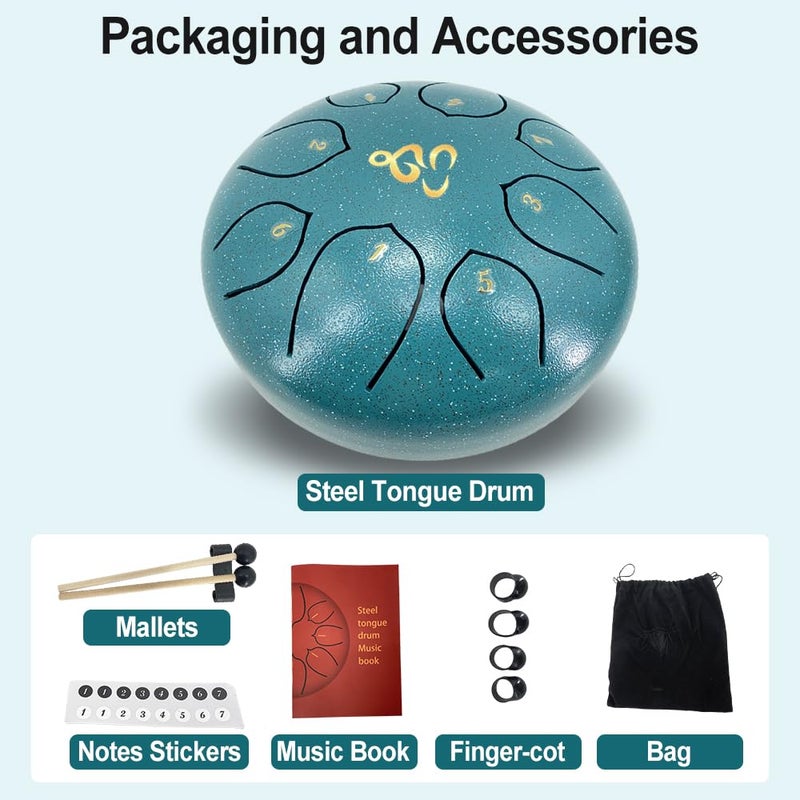 ModouString Steel Tongue Drum 6 Inches 8 Notes, Rain Drum for Outside with Music Book, Drum Mallets Meditation Rain Chime, Musical Instruments for Family, Friends - Image 4