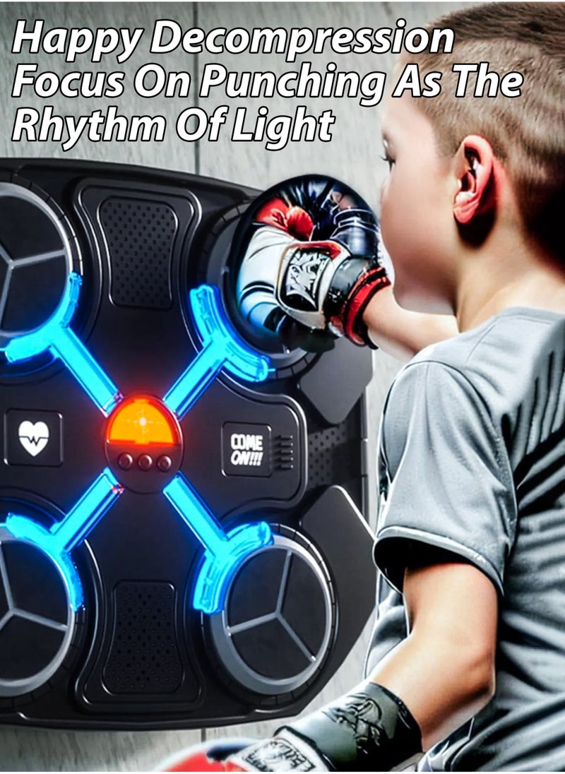 JAJEEK Kids Music Boxing Machine with Bluetooth – Adjustable Height, 3 Reaction Training Modes, Smart Punching Pad for Ages 3-14, Wall-Mounted Fitness Trainer with EVA Foam Area, Gloves & Velcro Included - Image 4