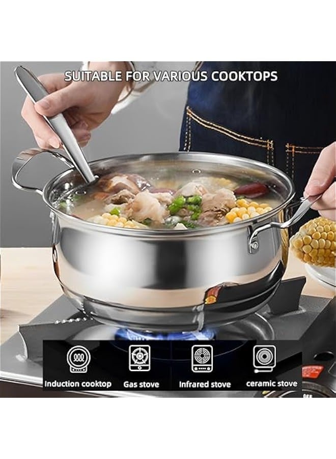 بيوينتي Beauty 5 قطع مجموعة ستانلس ستيل لأواني الطهي، قدر، مقلاة، قدر الحليب، مقابض مريحة، متوافقة مع جميع أنواع المواقد، آمنة للغسيل في غسالة الأطباق، ستانلس ستيل صالح للطعام، أساسيات المطبخ المتينة والأنيقة - Image 2