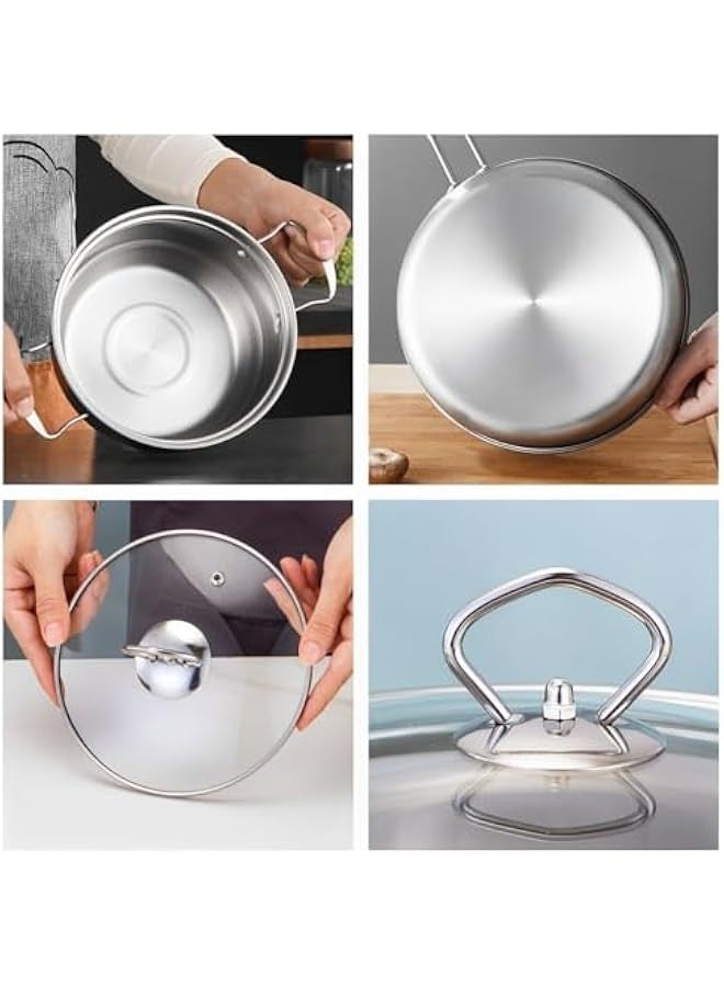 بيوينتي Beauty 5 قطع مجموعة ستانلس ستيل لأواني الطهي، قدر، مقلاة، قدر الحليب، مقابض مريحة، متوافقة مع جميع أنواع المواقد، آمنة للغسيل في غسالة الأطباق، ستانلس ستيل صالح للطعام، أساسيات المطبخ المتينة والأنيقة - Image 4