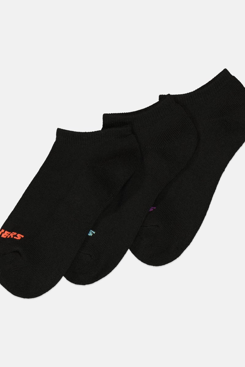 SKECHERS Kids Girl 10 Pairs Brand Logo No Show Socks, Black  - Image 2