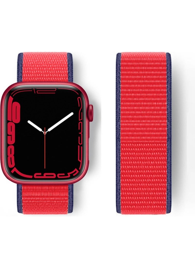 Bilişim Aksesuar - Apple Watch 40MM Mesh Velcro Band - Navy Blue-Red - Image 1