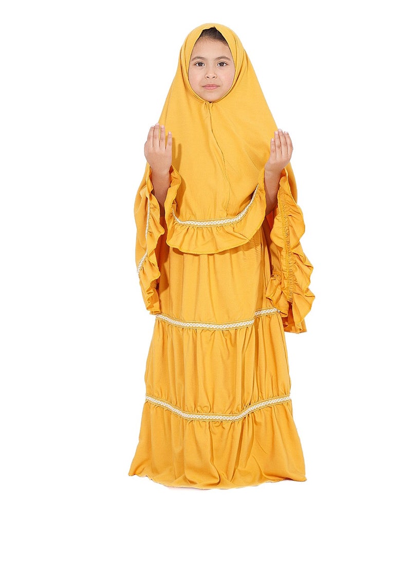 Elanesa  Ruffle Prayer Set For Girls Yellow Color  - Image 1