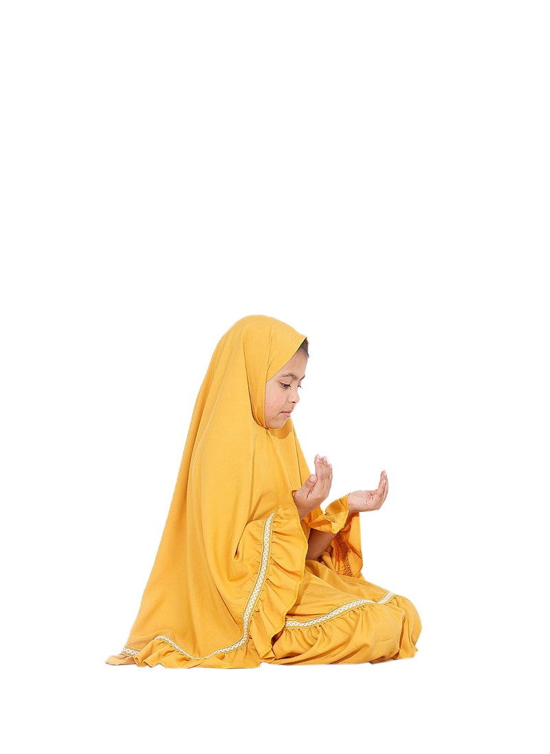 Elanesa  Ruffle Prayer Set For Girls Yellow Color  - Image 3