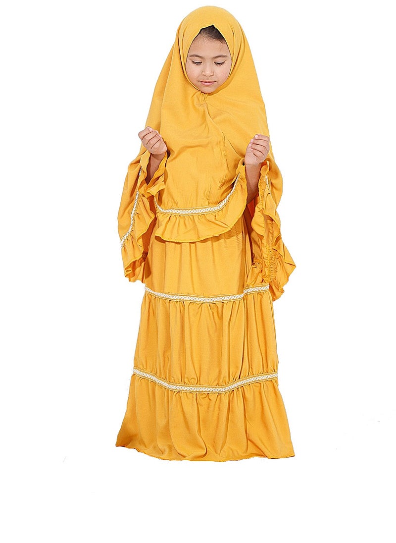 Elanesa  Ruffle Prayer Set For Girls Yellow Color  - Image 2