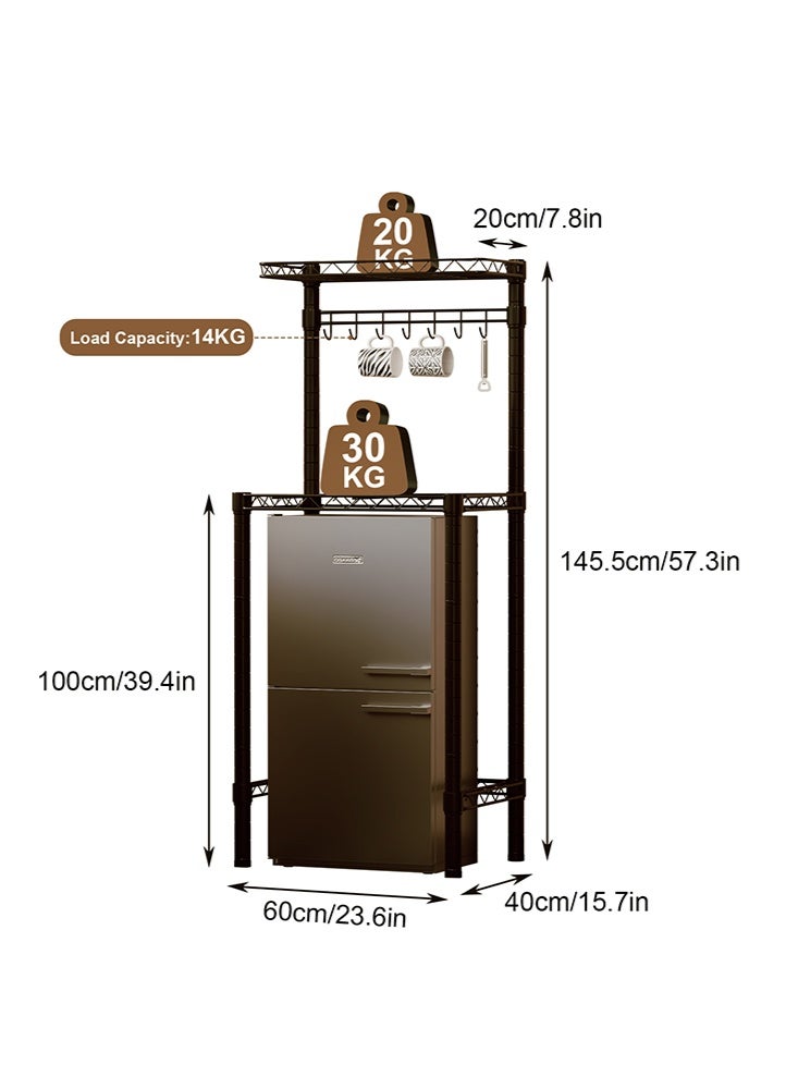 Solerconm Over The Fridge Shelf Adjustable Height Shelving Unit Storage Shelves Metal Storage Rack Mini Fridge Shelf, Black - Image 2