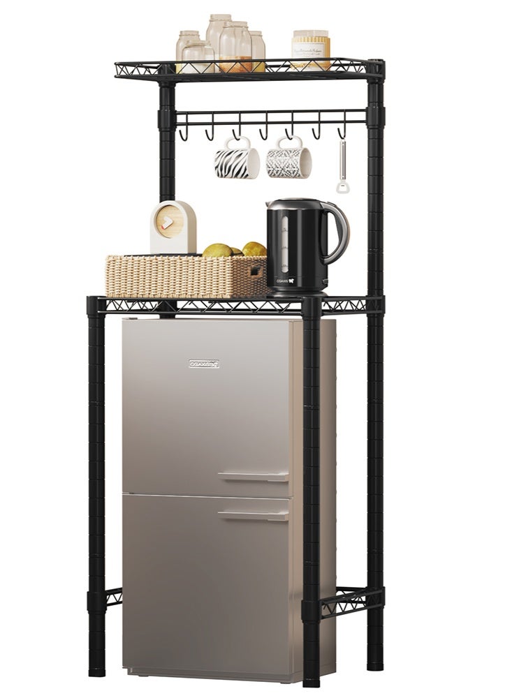 Solerconm Over The Fridge Shelf Adjustable Height Shelving Unit Storage Shelves Metal Storage Rack Mini Fridge Shelf, Black - Image 1