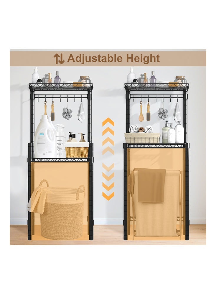 Solerconm Over The Fridge Shelf Adjustable Height Shelving Unit Storage Shelves Metal Storage Rack Mini Fridge Shelf, Black - Image 5