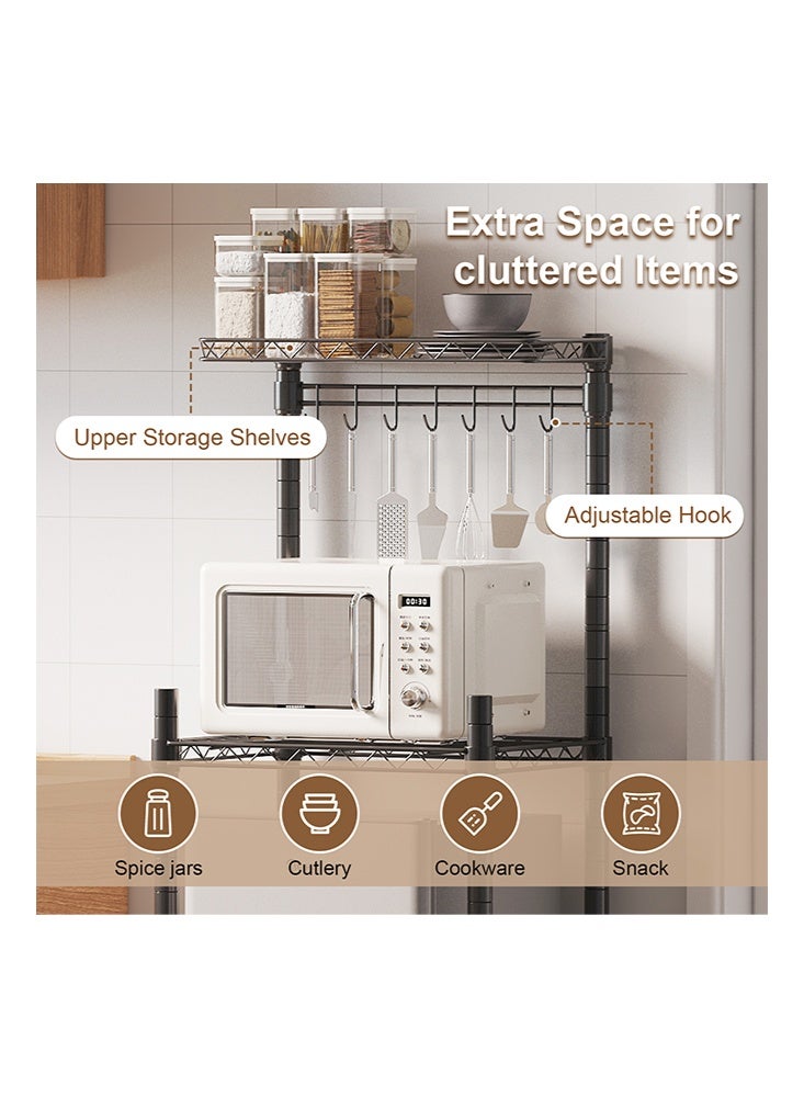 Solerconm Over The Fridge Shelf Adjustable Height Shelving Unit Storage Shelves Metal Storage Rack Mini Fridge Shelf, Black - Image 4