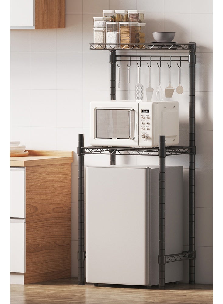 Solerconm Over The Fridge Shelf Adjustable Height Shelving Unit Storage Shelves Metal Storage Rack Mini Fridge Shelf, Black - Image 3