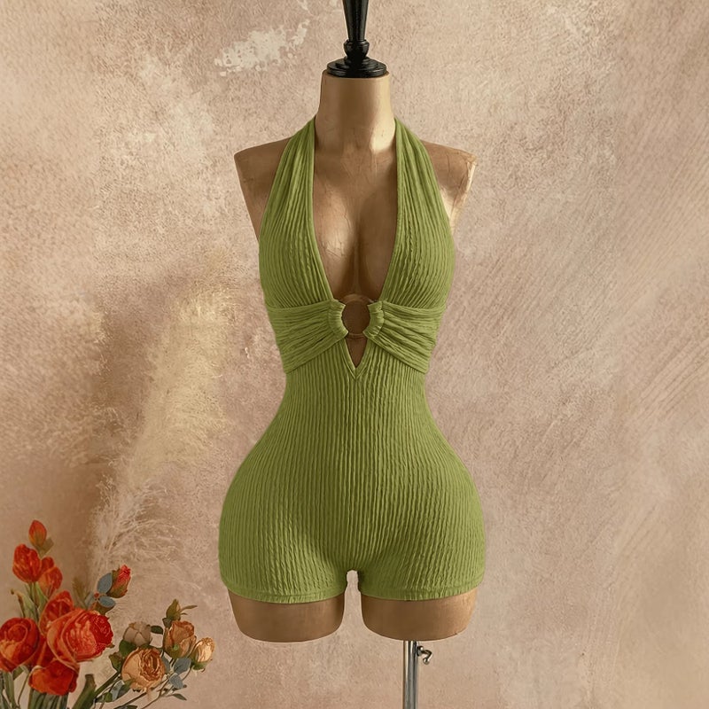 Women's Knit Halter Jumpsuit - Image 4