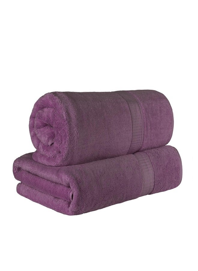 Superior Egyptian Cotton Pile Bath Sheet Set of 2, Ultra Soft Luxury Towels, Thick Plush Essentials, Absorbent Heavyweight, Guest Bath, Hotel, Spa, Home Bathroom, Shower Basics, Plum - Image 2