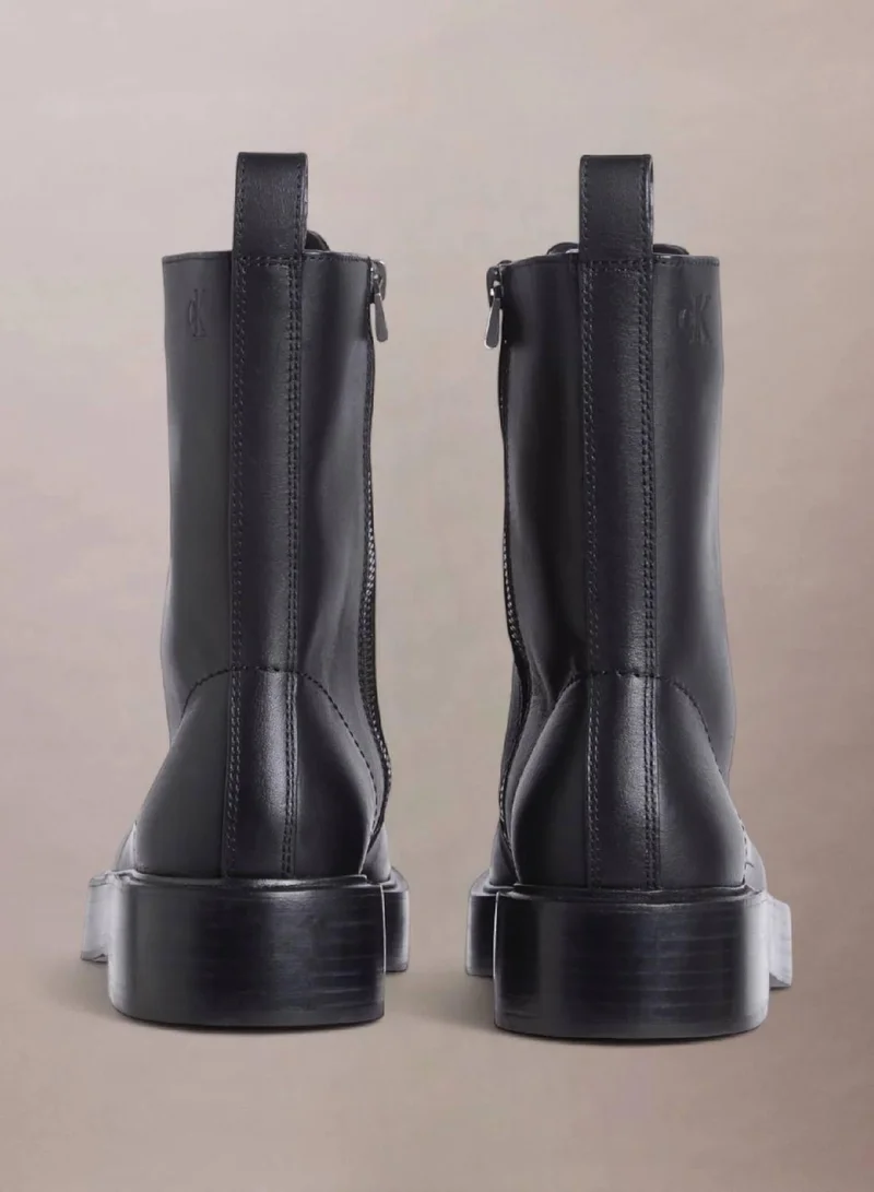 Calvin Klein Jeans Black Leather Lace-Up Boots for Women | Best Price UAE