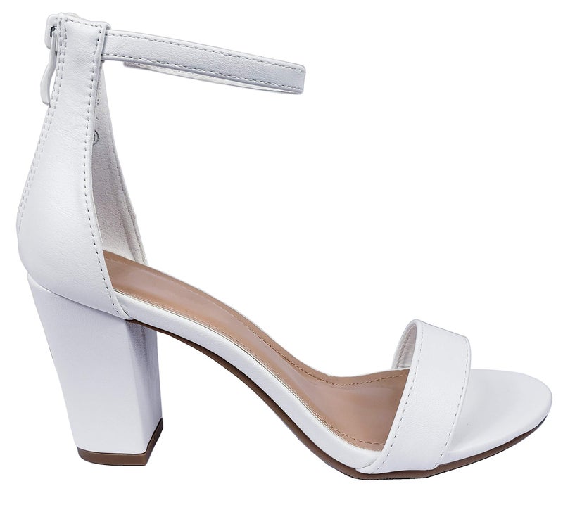 Top Moda Over the Toe Strap Ankle Wrap Strap Heel Open Toe Medium Heel, White, 7.5 - Image 2