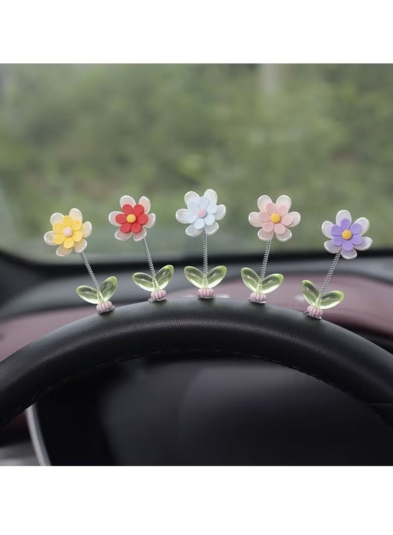 5pcs Daisy Flower Car Center Console Ornaments - Dashboard and Interior Decoration Accessories - Image 3
