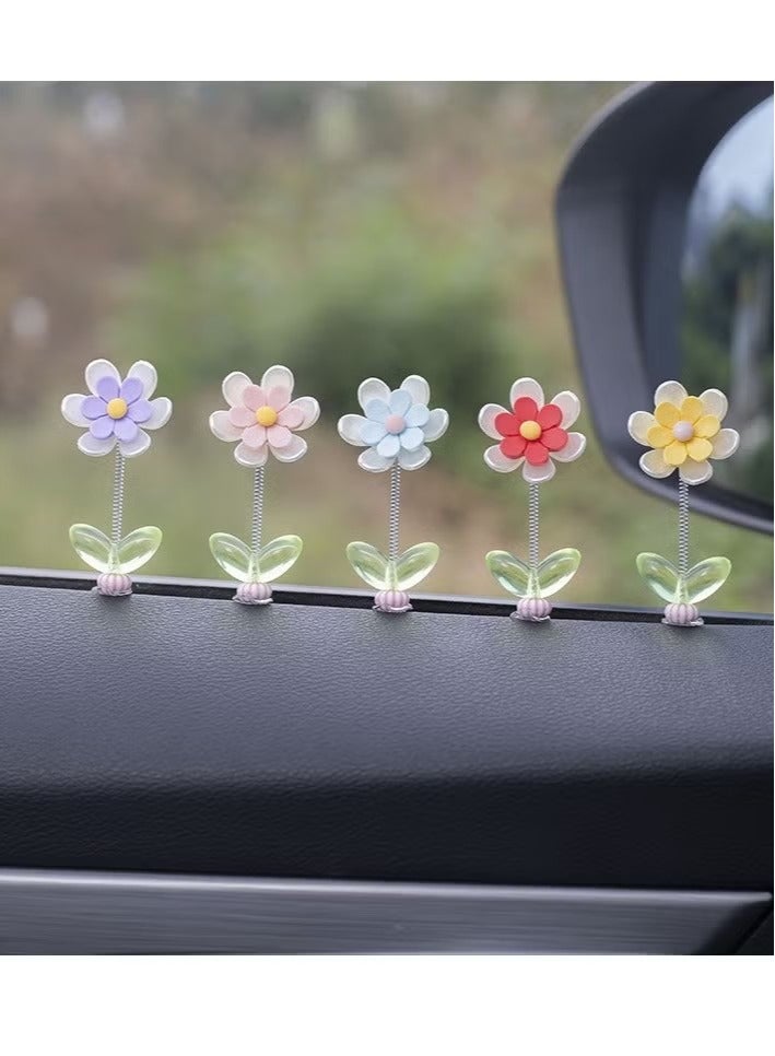 5pcs Daisy Flower Car Center Console Ornaments - Dashboard and Interior Decoration Accessories - Image 2