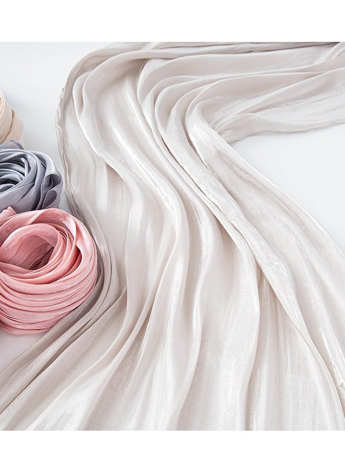Generic Women's Muslim Full Neck Cover Solid Color Headscarf Silk Scarf Thin Large Scarf Travel Sunscreen Shawl Linen Solid Color Silk Scarf Versatile  - Image 1