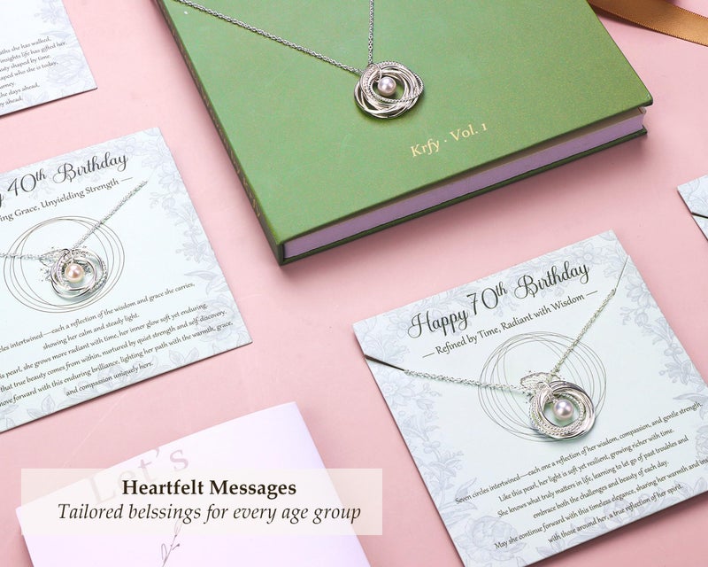 Krfy Birthday Gifts for Women Unique - 925 Sterling Silver Necklace with Pearl 70th Birthday Gifts for Women 70 Years Old Birthday Card Present for Her Mom Grandma Friend Female Turning 70s - Image 4