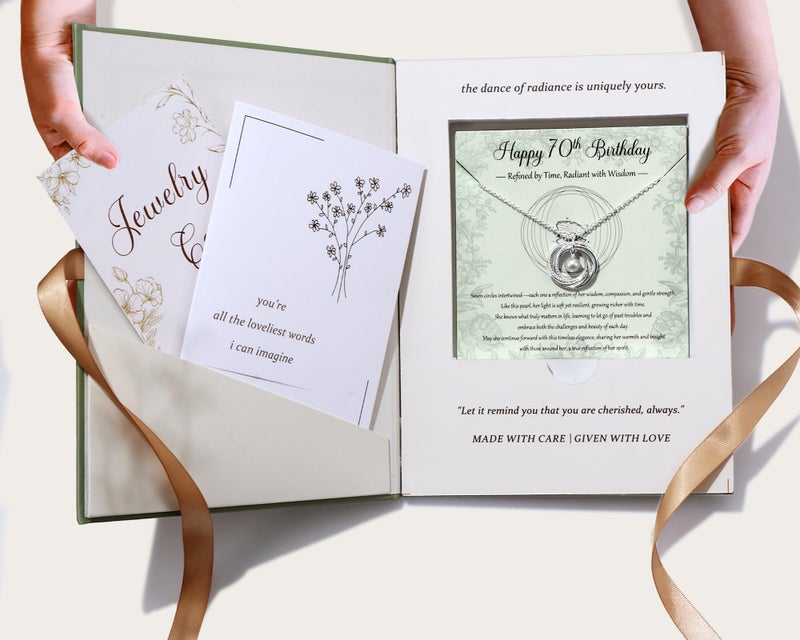 Krfy Birthday Gifts for Women Unique - 925 Sterling Silver Necklace with Pearl 70th Birthday Gifts for Women 70 Years Old Birthday Card Present for Her Mom Grandma Friend Female Turning 70s - Image 2