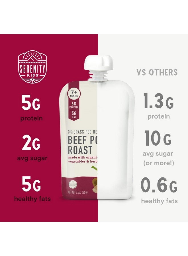 Serenity Kids 7+ Months Bone Broth Puree Made With Organic Veggies - Clean Label Project Purity Award Certified - 3.5 Ounce BPA-Free Pouch - Grass Fed Beef Pot Roast - 12 Count - Baby Food Pouch - Image 2