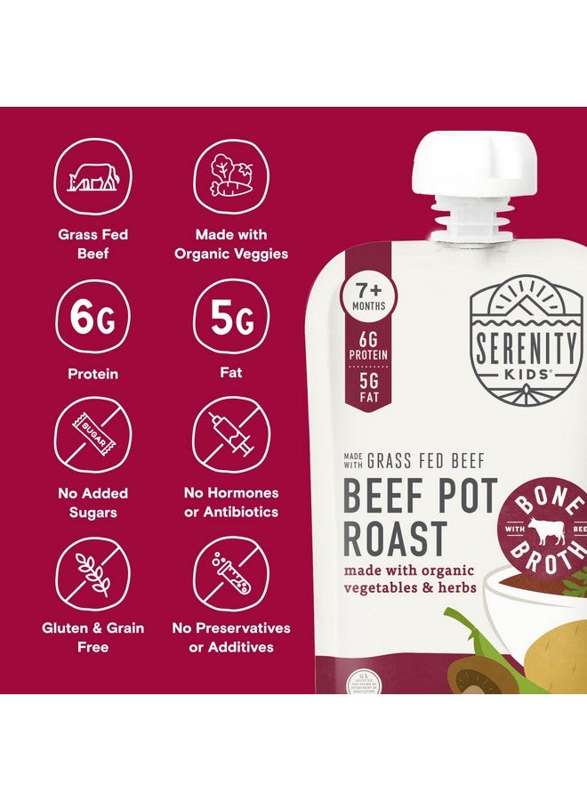 Serenity Kids 7+ Months Bone Broth Puree Made With Organic Veggies - Clean Label Project Purity Award Certified - 3.5 Ounce BPA-Free Pouch - Grass Fed Beef Pot Roast - 12 Count - Baby Food Pouch - Image 4