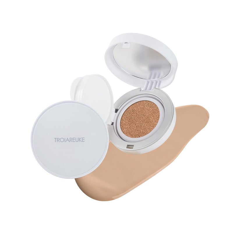 TROIAREUKE A Cushion Foundation Shade 21 I Natural Coverage Foundation Makeup Moisturizing Finish for Sensitive Oily Combination Skin Skin Care Cushion I Korean Aesthetic Makeup