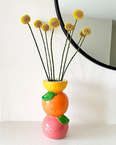 ban.do Decorative Ceramic Vase for Centerpiece, Tall Unique Lemon Grapefruit and Orange Vase for Home/Kitchen/Office Decor, Stacked Citrus - Image 3