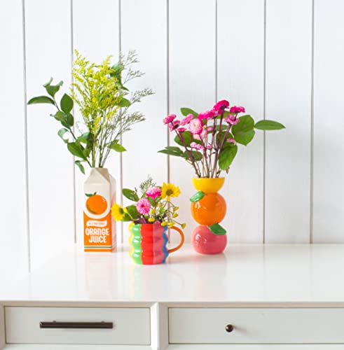 ban.do Decorative Ceramic Vase for Centerpiece, Tall Unique Lemon Grapefruit and Orange Vase for Home/Kitchen/Office Decor, Stacked Citrus - Image 4