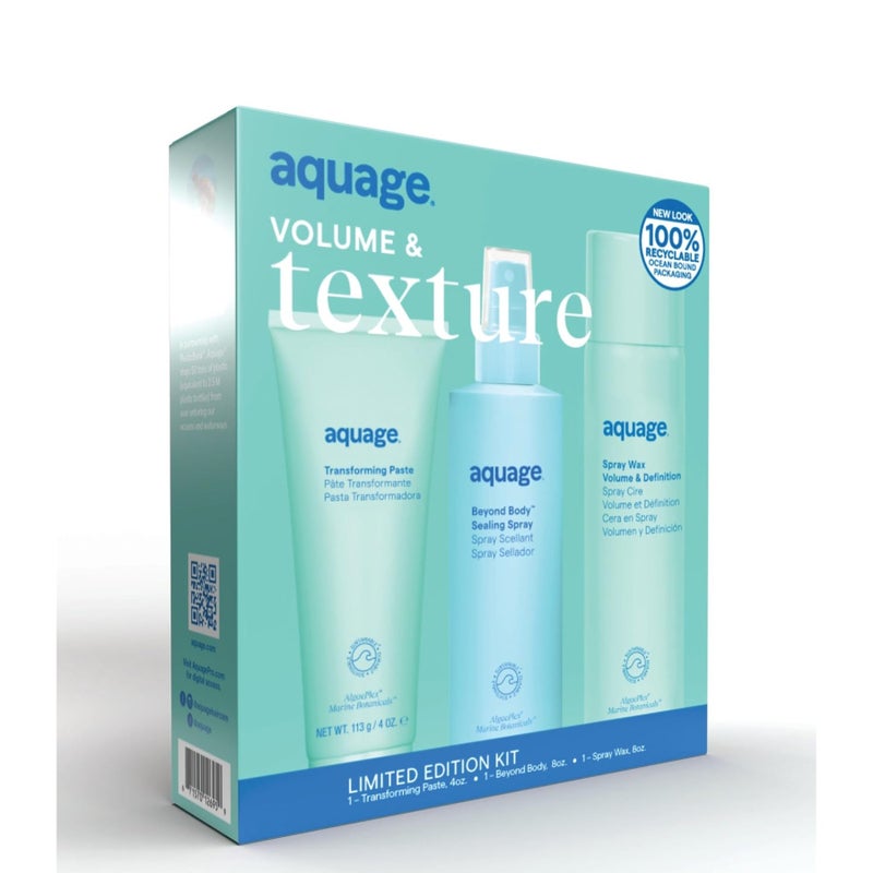 Aquage Volume & Texture Limited Edition Styling Kit, Transforming Paste, Beyond Body Sealing Spray, and Volume & Definition Spray Wax, 20 fl. oz. - Image 1