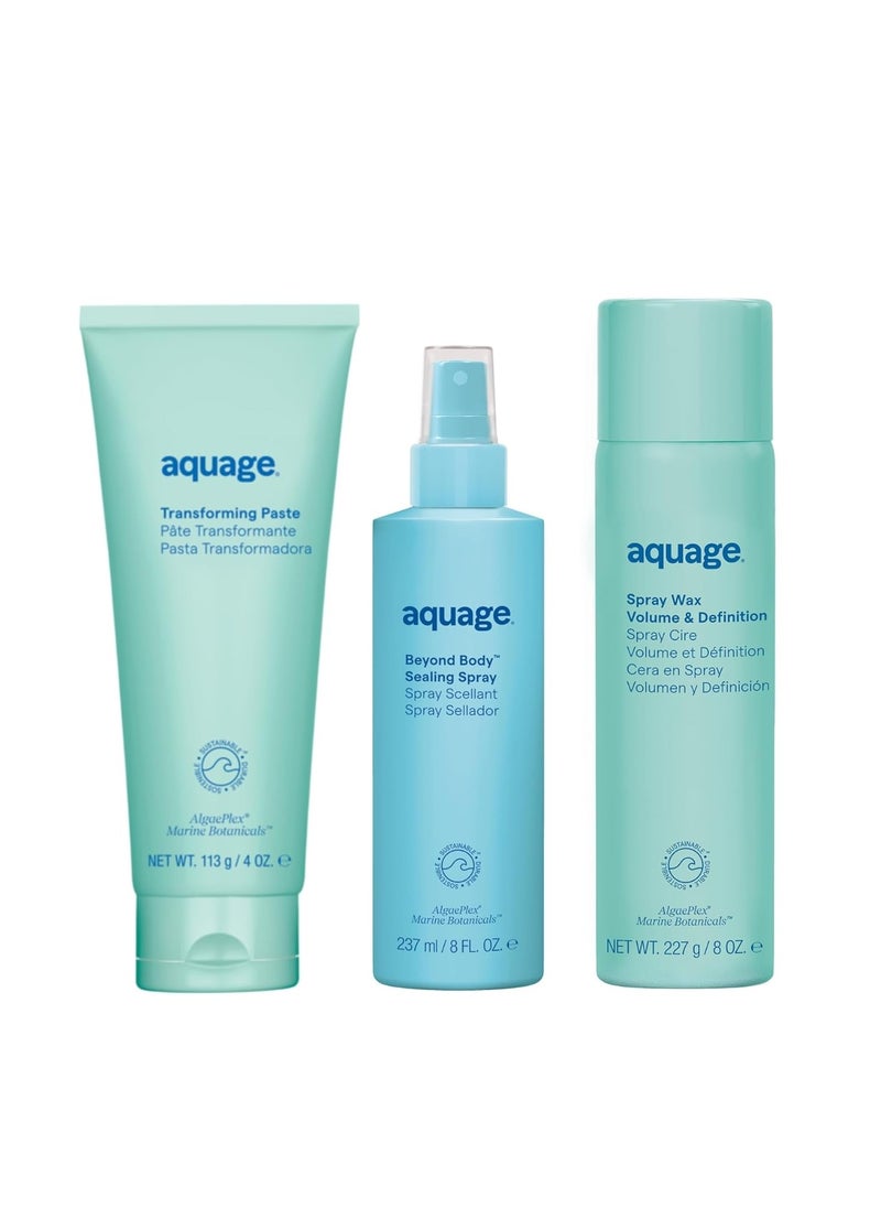 Aquage AQUAGE Volume & Texture Limited Edition Styling Kit, Transforming Paste, Beyond Body Sealing Spray, and Volume & Definition Spray Wax, 20 fl. oz.  - Image 2