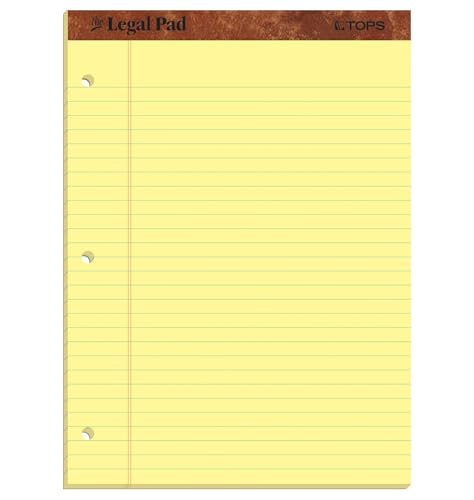 TOPS The Legal Pad Writing Pads, 8-1/2" x 11-3/4", Canary Paper, Legal Rule, 50 Sheets, 12 Pack (75351) - Image 1