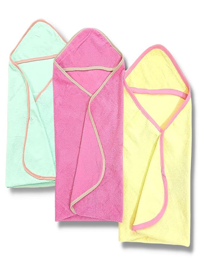 TuddyBuddy Ultra Soft 100% Cotton Hooded Towel for Babies/Ideal for New Born Babies (30 X 30 Inches) (Pack of 3 - Mint, Pink & Yellow) - Image 4