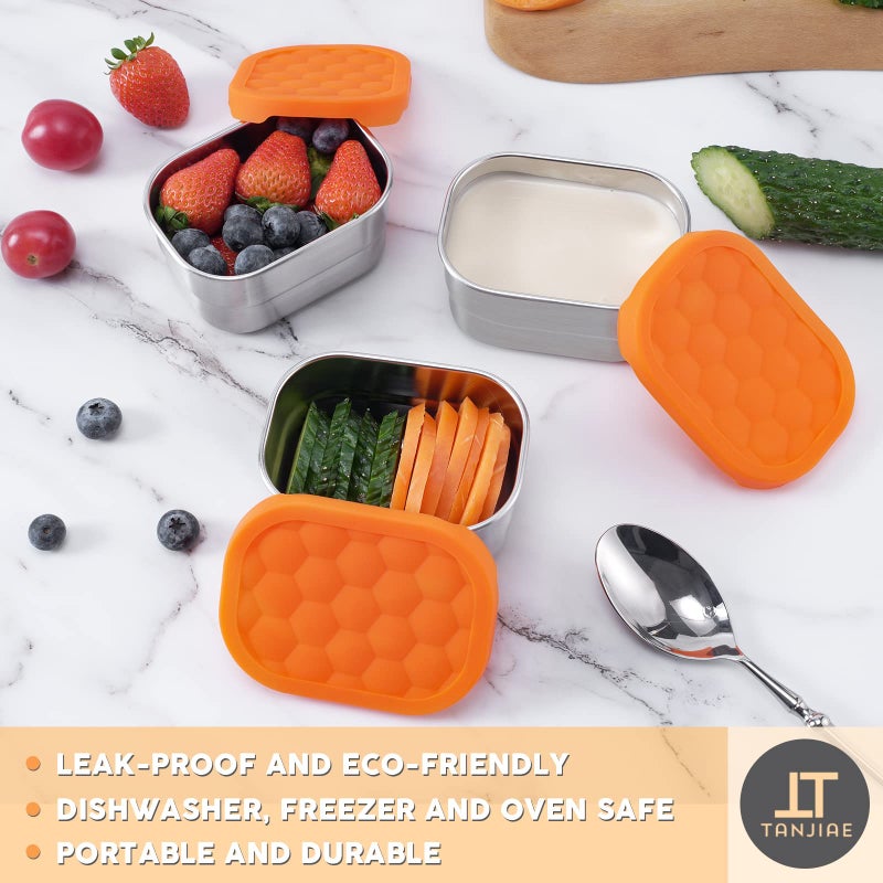 Tanjiae Small (1 CUP) Stainless Steel Snack Containers for Kids | Easy Open Leak Proof Food Containers with Silicone Lids - Perfect Metal Toddler Lunch Box for Daycare and School (8oz) - Image 5
