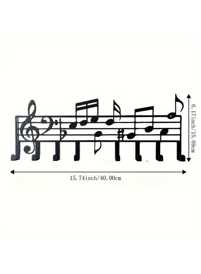 Black Treble Clef Heavy Duty Metal Wall Hook for Keys Towels Aprons - Image 4