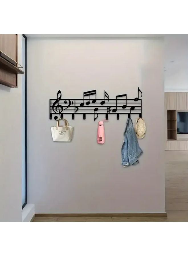 Black Treble Clef Heavy Duty Metal Wall Hook for Keys Towels Aprons - Image 3