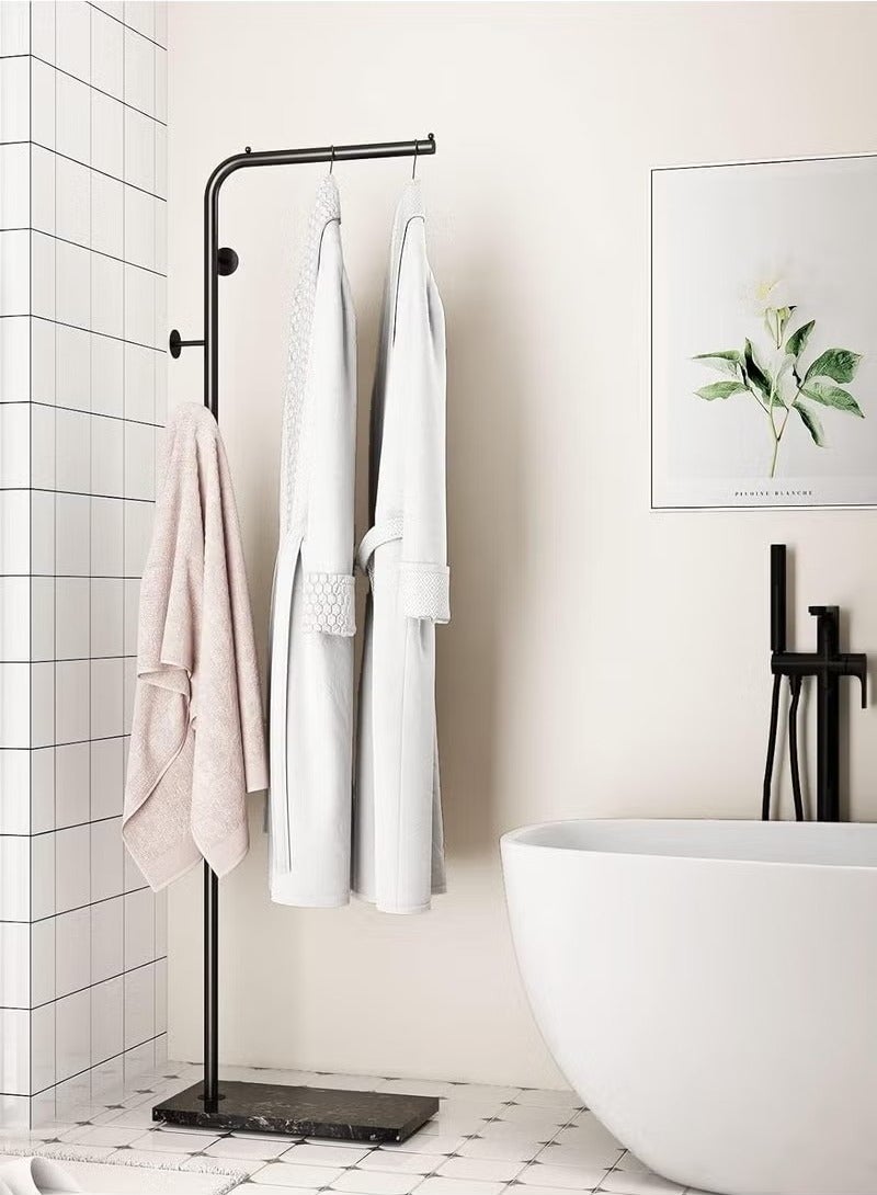 Beauenty Metal Coat Rack Freestanding, Coat Stand With 3 Hooks,Black Clothing Rack with Natural Marble Base, Modern Clothes Rack for Entryway, Living Room,Bedroom, Office (Black) - Image 4