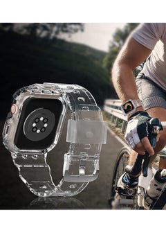 KASTWAVE Sports Band for Apple Watch Series 7, Transparent Clear Soft Silicone Crystal Strap with Case, Compatible with Apple Watch Band Series 7 Clear 42mm 44mm 45mm, for Men, Women  - Image 2