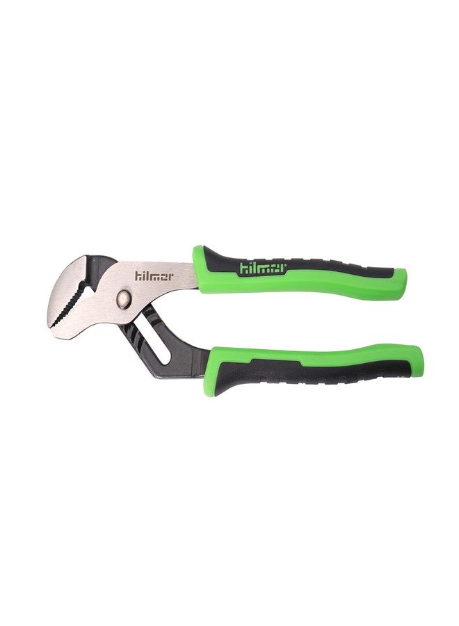 Hilmor 10" Tongue & Groove Plier with Rubber Handle Grip, Black & Green, GJP10 1885367 - Image 1