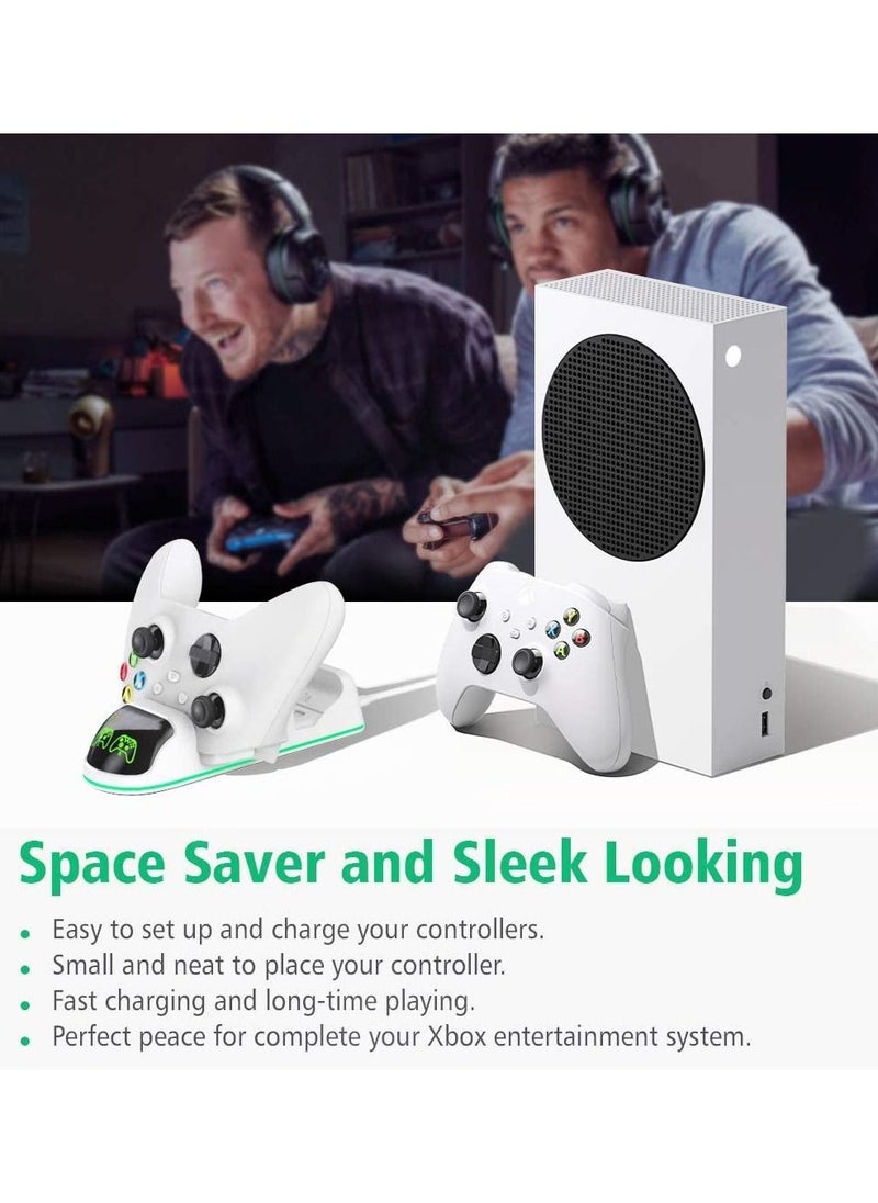 AMJ - Twin Controller Charging Dock with 2 x Rechargeable Battery Packs for Xbox One/Xbox Series X/Xbox Series S - White - Image 1