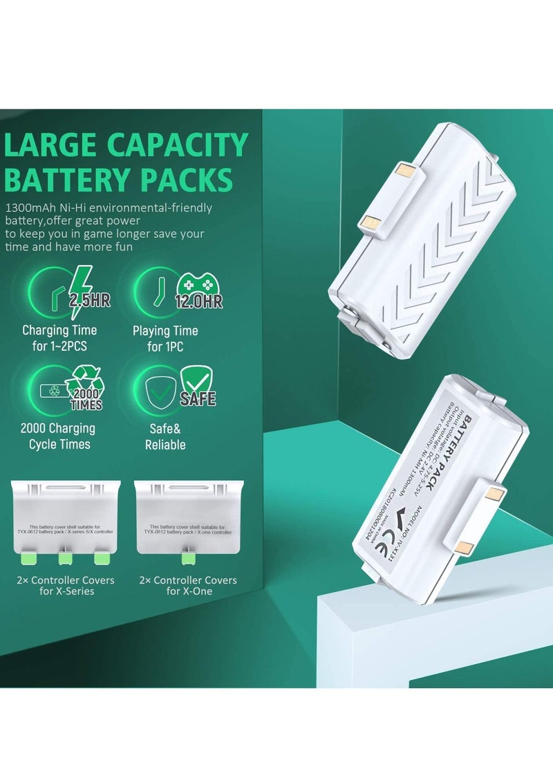 AMJ - Twin Controller Charging Dock with 2 x Rechargeable Battery Packs for Xbox One/Xbox Series X/Xbox Series S - White - Image 1