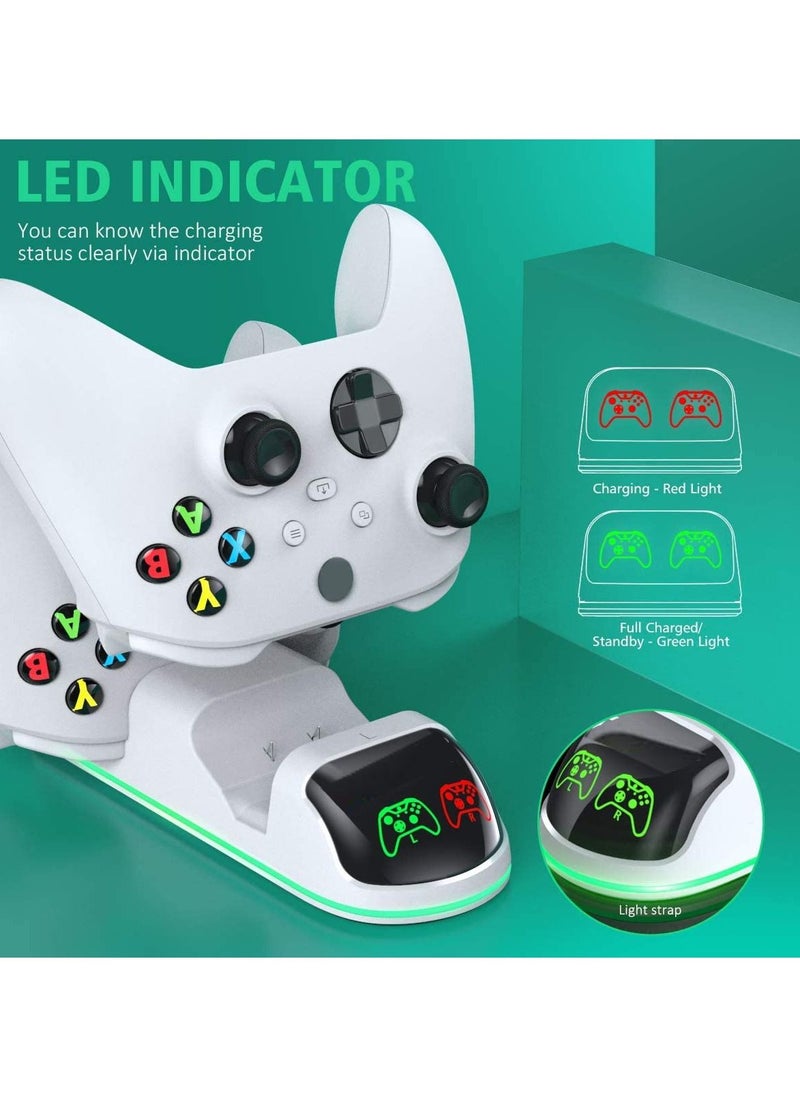 AMJ - Twin Controller Charging Dock with 2 x Rechargeable Battery Packs for Xbox One/Xbox Series X/Xbox Series S - White - Image 1
