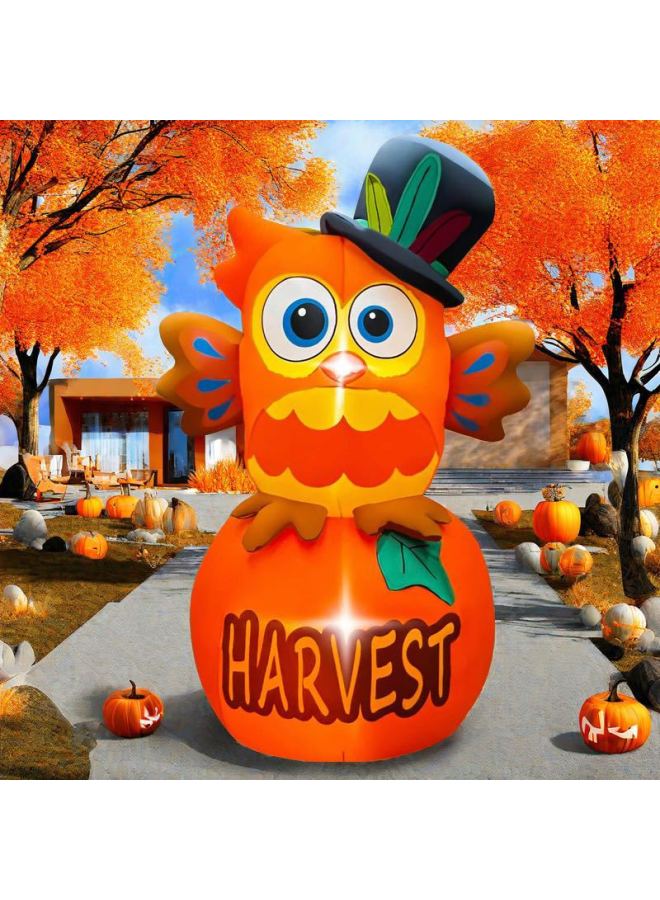 Cross Border Hot Sale Thanksgiving Pumpkin Owl With Pilgrimage Cap Decoration Inflatable Air Mold LED Luminous Garden Decoration-Color:Product Pictures - Image 1