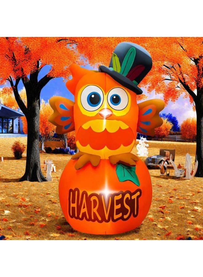 Cross Border Hot Sale Thanksgiving Pumpkin Owl With Pilgrimage Cap Decoration Inflatable Air Mold LED Luminous Garden Decoration-Color:Product Pictures - Image 4