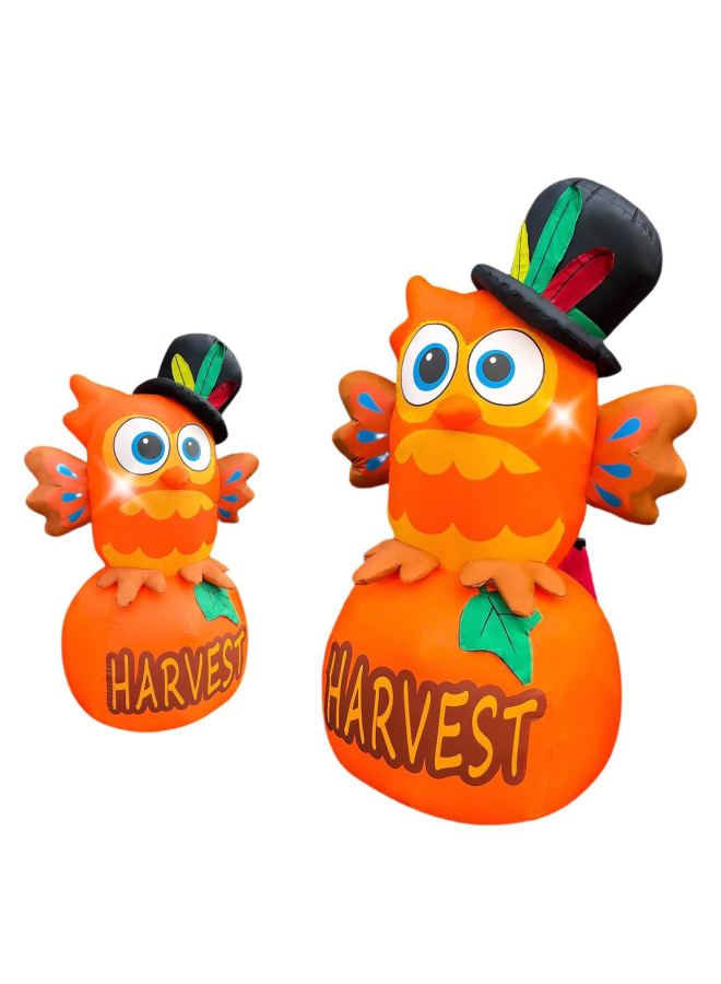 Cross Border Hot Sale Thanksgiving Pumpkin Owl With Pilgrimage Cap Decoration Inflatable Air Mold LED Luminous Garden Decoration-Color:Product Pictures - Image 2