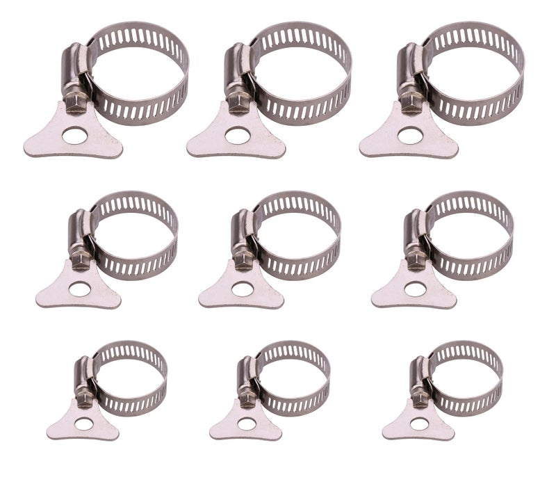 BATH GURU Butterfly Stainless Steel Hand Adjustable Worm Gear Key Type Hose Clamps 1,1.25,1.5 Inch Gas Water Tap Garden Pipe Clamp Clips For Plumbing&Mechanical Applications(Pack Of 9,Multi Sizes) - Image 1