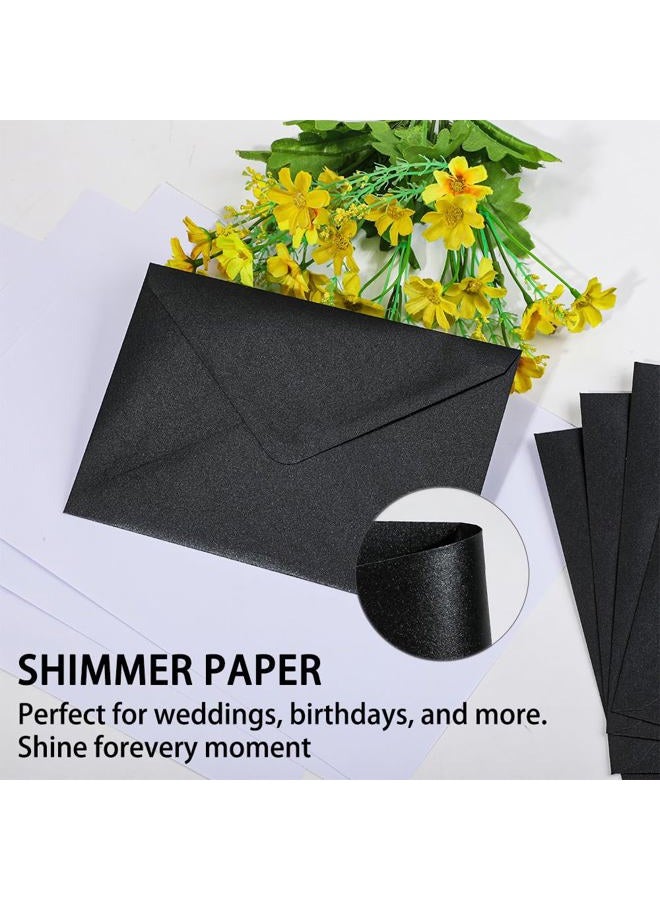 UoeRing 50 Pcs Black Self Seal A7 Envelopes 5x7 Inches (5.31×7.67in) - Printable & Handwritten Friendly, Includes 50 Matte Gold Premium Sealing Stickers - Image 3