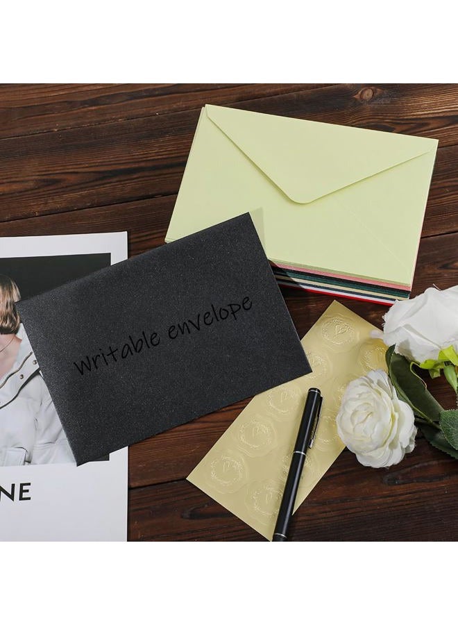 UoeRing 50 Pcs Black Self Seal A7 Envelopes 5x7 Inches (5.31×7.67in) - Printable & Handwritten Friendly, Includes 50 Matte Gold Premium Sealing Stickers - Image 5