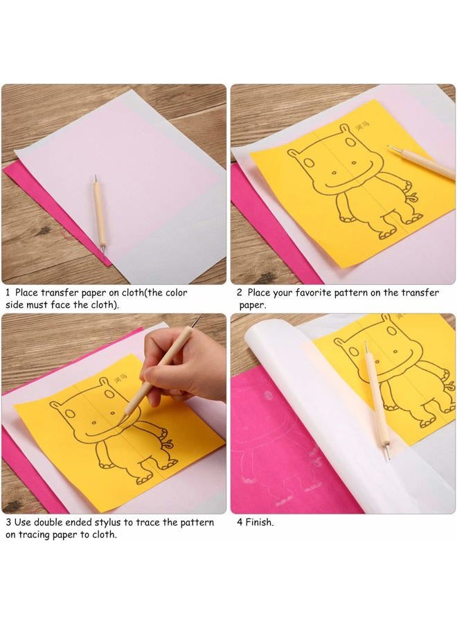 Outus White Carbon Transfer Paper 11.7 x 8.3 Inch Tracing Carbon Graphite Copy Paper with Embossing Stylus Tracing Stylus Dotting Tools for Cloth Fabric Wood (105 Pieces) - Image 4